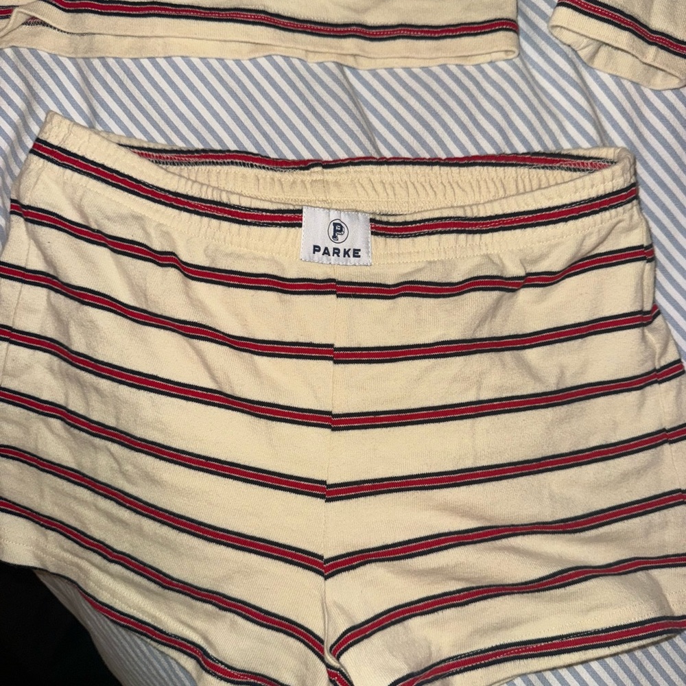 Parke Firecracker Stripe Cotton Mini Shorts
